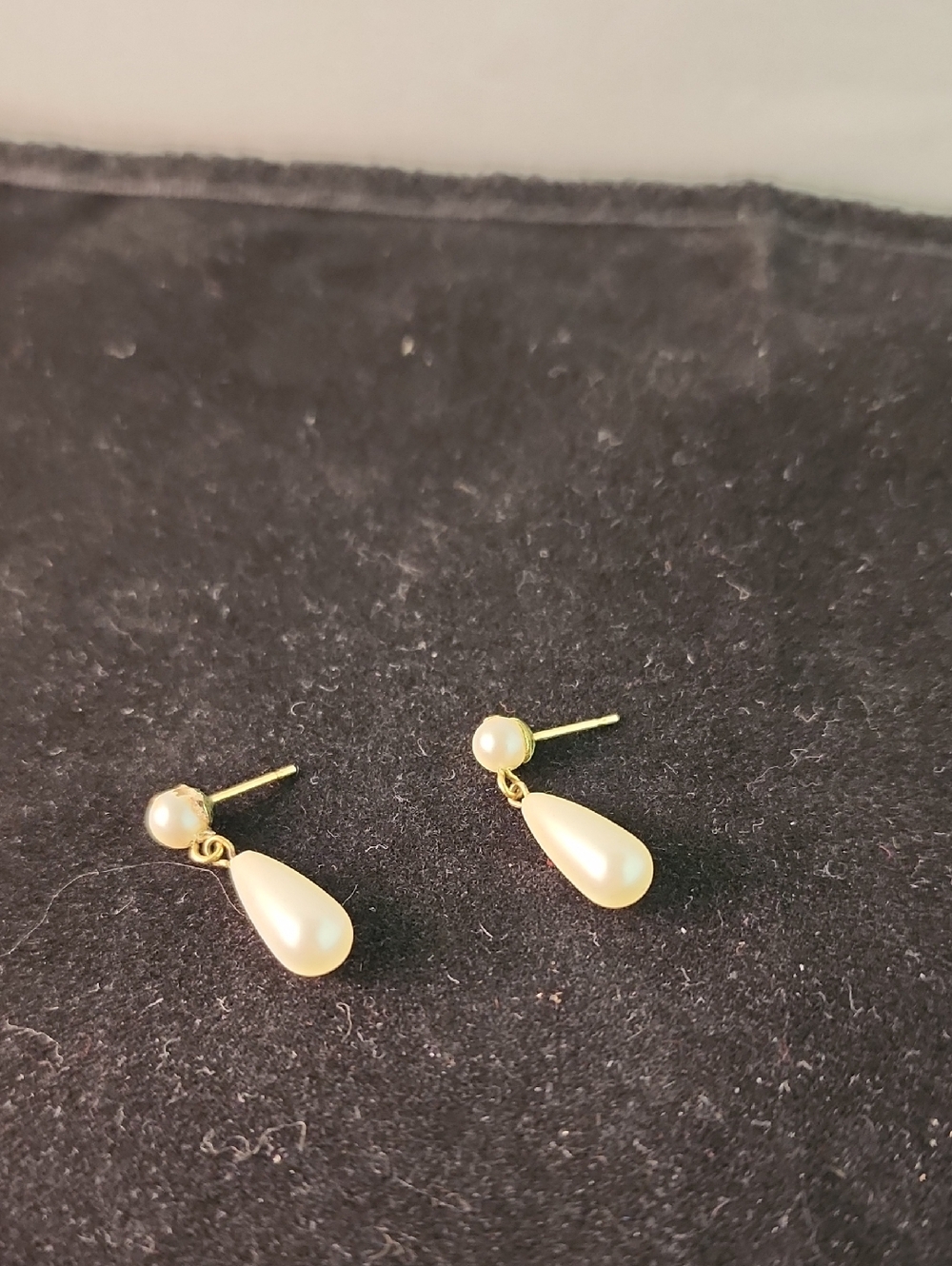 Classic Pearl Drop Stud Earrings - Gold Tone